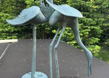Dwa metalowe ptaki żuraw czapla komplet