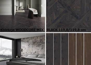 gres 119,8/119,8 woodcore black mix szkl.rekty.struktura par