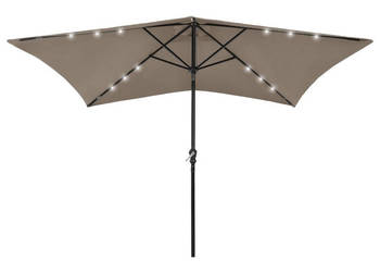 Parasol ogrodowy z LED i stalowym słupkiem taupe 2x3 m WM-313789