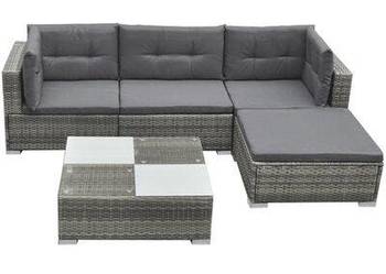 vidaXL 5-cz. zestaw wypoczynkowy do ogrodu, poduszki, rattan PE, (sku42741)