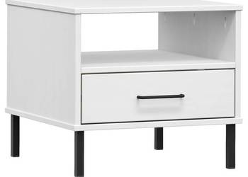 vidaXL Stolik nocny OSLO, metalowe nóżki, biały(SKU:351032)