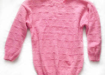 różowy sweter wełniany, ciepły sweter hand made z wełny swet