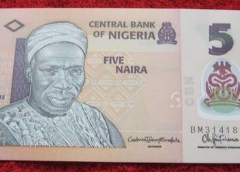 NIGERIA 5 NAIRA POLIMEROWY Kolekcjonerski Banknot 1 szt UNC