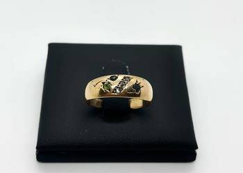 Złoty pierścionek pr 585 2,68g (Rozmiar 13) z Diamentami i Demantoidami