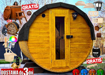 SAUNA Ogrodowa 300cm + PRZEBIERALNIA + GRATIS BECZKA 500L + Akcesoria
