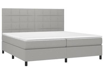 Łóżko kontynentalne z materacem jasnoszare tkanina 200x200cm WM-3134901
