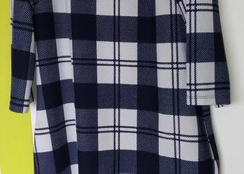 XL(48) Nowa ołówkowa sukienka w granatowo-białej koloryzacji Miss Classic