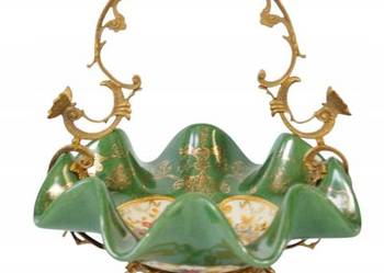 Patera koszyk porcelana z brązem zielony