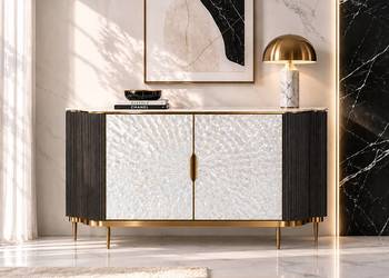 Komoda ryflowana złota Champion Glamour Premium 150x40x88 grafitowa