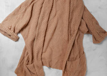 duży sweter morelowy narzutka jesień zima M L XL 40