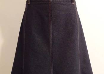 Spódnica Trapezowa Kolor Indygo Granatowa Midi Bawełniany Jersey 48