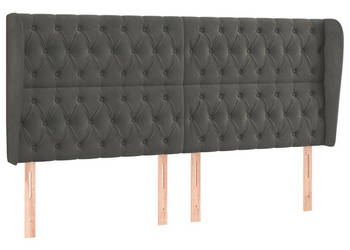 Zagłówek uszak ciemnoszary 183x23x118/128 cm aksamit WM-3118353