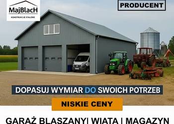 A198-Garaż Blaszany Popielaty z Bramami Wjazdowymi |Hala |Wiata – Maj-Blach