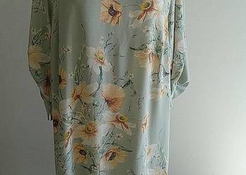 Sukienka H&M Trapezowa w Kwiaty Miętowy Kolor 5XL 50