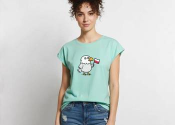 Patriotyczna bluzka damska Premium orzełek z flagą Polski