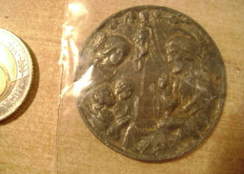 Starocie z PRL Dewocjonalia = Medal cynowy przedwojenny 4 cm średnicy TANIO