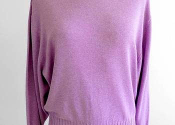Sweter Lniany Len Wiskoza Lawendowy Bluzka Dzianinowa Marks & Spencer M/L