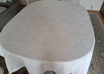 Obrus lniany biały ze wzorkiem, 156 x 128, do sprzedania