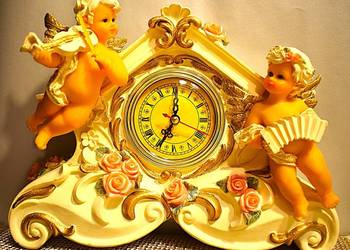 Zegar kominkowy z Cherubinkami , wykonany z żywicy - 30 x 21,5 cm