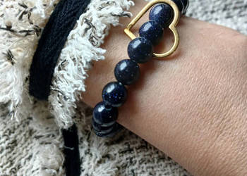 Bransoletka Noc Kairu 8mm z konturem serca, damska, złota, błyszcząca