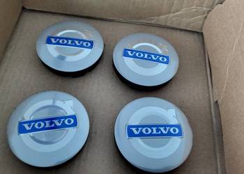 Nowe dekielki logo Volvo srebrno niebieskie 56mm komplet 4 sztuk