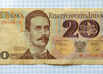 BANKNOT - 20 ZŁOTYCH 1982 ROK - POLSKA ( SER. W 0898519 )