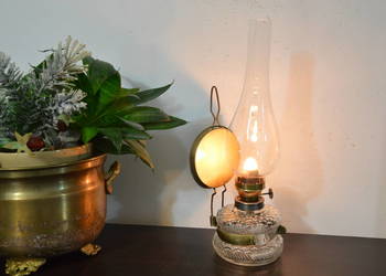 lampa naftowa wisząca stojąca z lusterkiem Ditmar