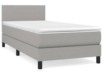 Łóżko kontynentalne z materacem jasnoszare tkanina 100x200cm WM-3139873