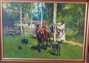 kopia obrazu J.Brandta "powrót jeźdźca kozackiego" 100 x70