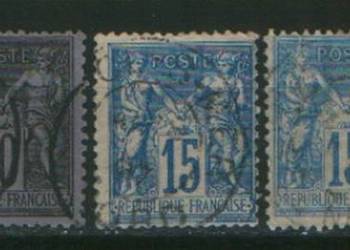 Zn. Francja Mi 68, 72, 3a, b, 4 kas 1877