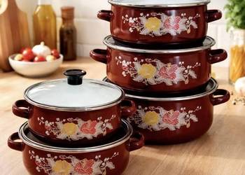 PROMOCJA  !!!   99  zł Garnki emaliowane brązowe