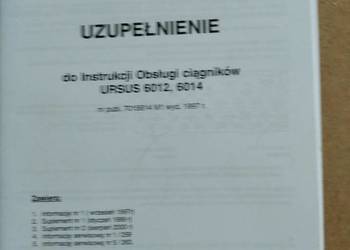 Ursus 6012,6014 uzupełnienie instrukcji obsługi Ursus 6012,6014 uzupełnienie instrukcji obsługi
