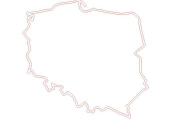 Naklejka Polska mapa konturowa biała ploterowa bez tła - sam kontur 40 cm