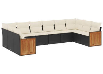 10-cz. zestaw wypoczynkowy do ogrodu poduszki czarny rattan PE WM-3228002