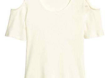 biały top H&M xs 34 cold shoulder odkryte ramiona bluzka