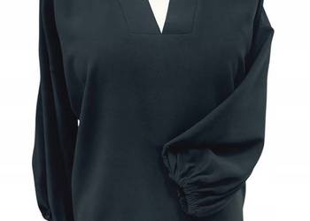 Bluzka elegancka damska biust 100 cm-czarna bufiaste rękawy.