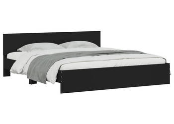 Rama łóżka z wezgłowiem i LED czarna 180x200 cm WM-3207589