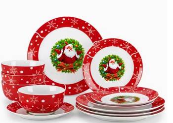 Zestaw obiadowy świąteczny Boże Narodzenie motyw św. Mikołaj