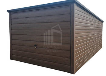 Garaż Blaszany 3x6m - Brama Uchylna - Drewnopodobny - Spad w tył ID560