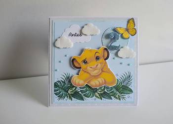 Personalizowana kartka urodzinowa ręcznie robiona Simba Król Lew 2