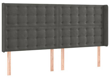 Zagłówek uszak ciemnoszary 183x16x118/128 cm aksamit WM-3120075