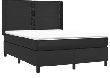Łóżko z Materacem Kontynentalne Czarne Ekoskóra LED 140x200cm WM-3139325