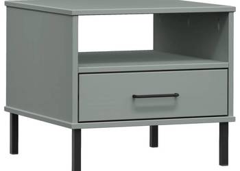 vidaXL Stolik nocny OSLO, metalowe nóżki, szary(SKU:351031)