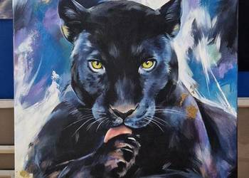 Nowoczesny obraz ze złoceniem, Pantera 50x70cm