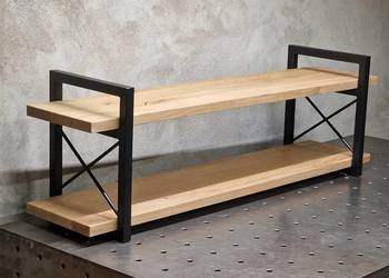 półka wisząca na ścianę, książki loft dąb DĘBOWA NA WYMIAR mal. PROSZKOWE