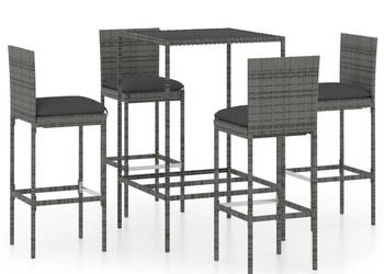 5-cz. zestaw barowy do ogrodu z poduszkami rattan PE szary WM-3064831