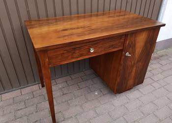 Biurko ART-DECO PRL Orzech Zgrabne Stare Dwustronne Po Renowacji .