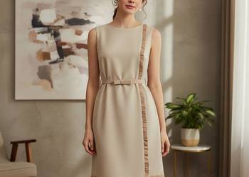 Wyjątkowa, ręcznie szyta sukienka o grubszej tkaninie, idealna na chłodniej