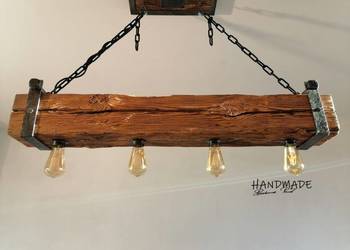 Drewniana lampa, żyrandol RETRO,Loft. 120lat stara belka. RA