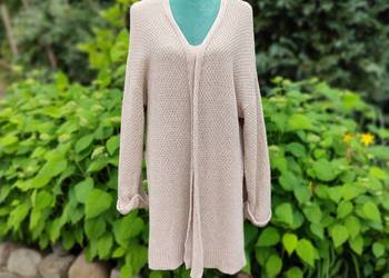 Sweter kardigan H&M beżowy M 38 L 40 XL 42 uniwersalny ciepły